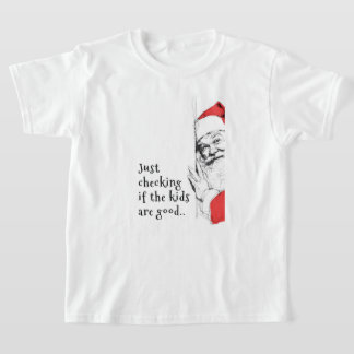 いたずらサンタが子供たちをチェック中 Tシャツ
