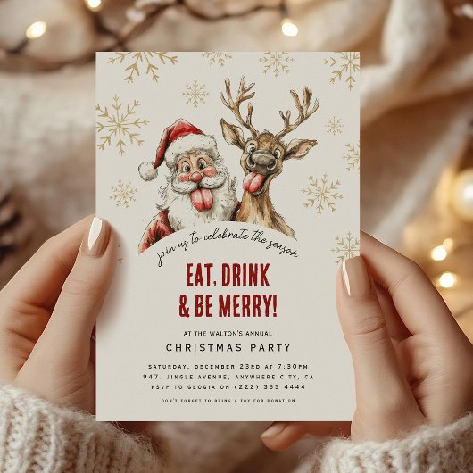 いたずらサンタとトナカイのクリスマスパーティー 招待状