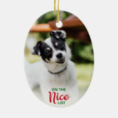 いたずらサンタのリスト犬2フォト セラミックオーナメント (裏面)