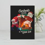 いたずらサンタ & トランプ　汚い食べ物パンプロースト ナッツ 箔招待状 (立ち正面)