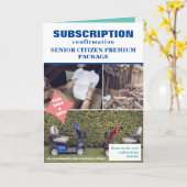 いたずらシニアパッケージクリスマスカスタム、犬の写真 カード (黄色い花)