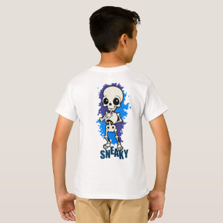 いたずらスケルトン キッズ ハロウィンTシャツ | かわいい男の子 Tシャツ