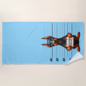 いたずらドーベルマン ビーチタオル (正面)