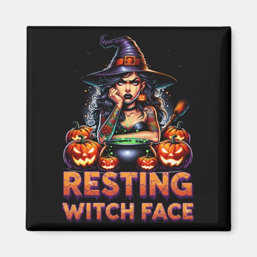 いたずらハロウィン魔法使いの不機嫌な顔 ルード マグネット (正面)