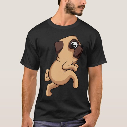 いたずらパグのキャラクター Tシャツ (正面)