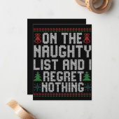 いたずらリストに入って後悔なしのクリスマス ノートカード (正面/裏面インサイチュ)
