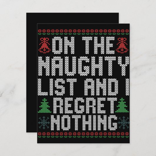 いたずらリストに入って後悔なしのクリスマス ノートカード (正面/裏面)
