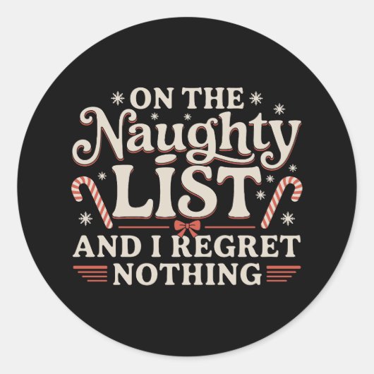 いたずらリストに入って後悔なしのクリスマス ラウンドシール (正面)