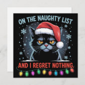 いたずらリストに入って後悔なしの猫のクリスマス シーズンカード (正面/裏面)
