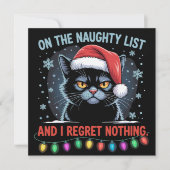 いたずらリストに入って後悔なしの猫のクリスマス シーズンカード (正面)