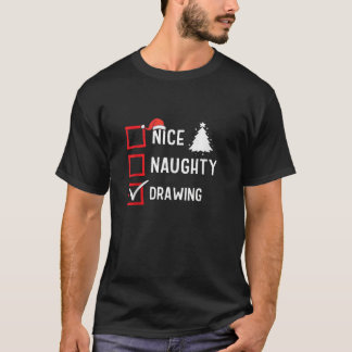 いたずらリストに載っちゃった クリスマスの趣味を描いた面白いデザイン Tシャツ