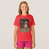 いたずらリストのネコ クリスマスのユーモア Tシャツ (正面フル)