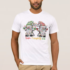 いたずらリストのノームのクリスマス ライト マッチング デザイン Tシャツ