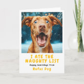 いたずらリストの犬のクリスマスフォト シーズンカード (正面)