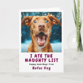 いたずらリストの犬のクリスマスフォト シーズンカード (正面)