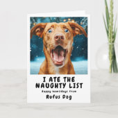 いたずらリストの犬のクリスマスフォト シーズンカード (正面)
