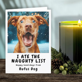 いたずらリストの犬のクリスマスフォト シーズンカード