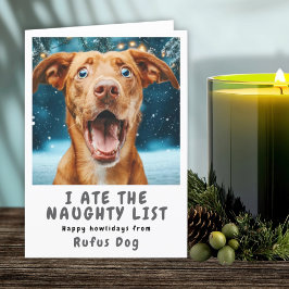 いたずらリストの犬のクリスマスフォト シーズンカード
