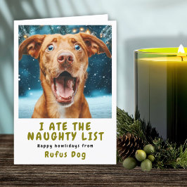 いたずらリストの犬のクリスマスフォト シーズンカード