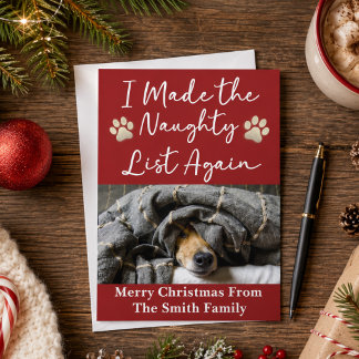 いたずらリストの犬のクリスマス オリジナルフォト シーズンカード