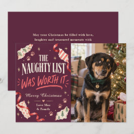 いたずらリストの面白い犬のクリスマス写真 シーズンカード