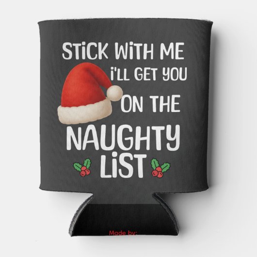 いたずらリスト入りクリスマスTシャツデザイン 缶クーラー (正面)
