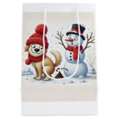 いたずらリスト認定 面白いサンタと犬 ミディアムペーパーバッグ (裏面)