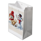 いたずらリスト認定 面白いサンタと犬 ミディアムペーパーバッグ (裏面アングル)