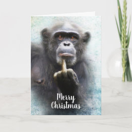 いたずら好きなチンパンジーの中指クリスマス シーズンカード