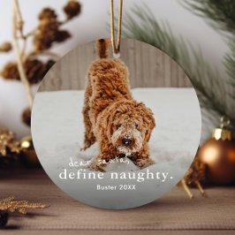いたずら好きなペット2枚の写真 クリスマス  セラミックオーナメント