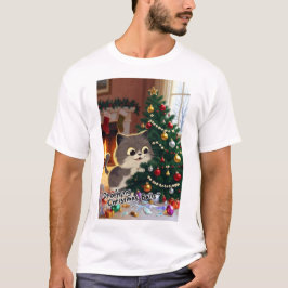 いたずら好きな子猫のクリスマスの混乱 1 メンズ Tシャツ