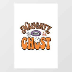 いたずら好きな小さな幽霊のビンテージ・ハロウィンTシャツデザイン ウィンドウサイン