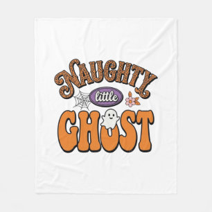 いたずら好きな小さな幽霊のビンテージ・ハロウィンTシャツデザイン フリースブランケット