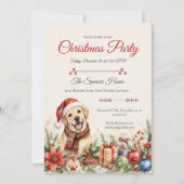 いたずら好きな犬のクリスマスパーティー 招待状 (正面)