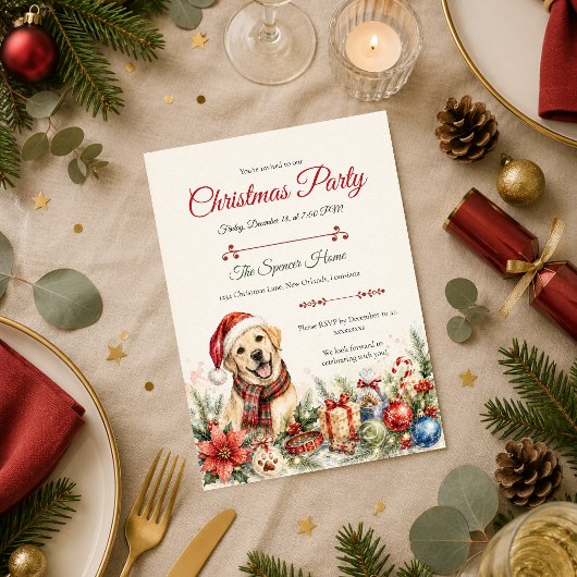 いたずら好きな犬のクリスマスパーティー 招待状