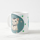いたずら好きな猫好きのためのファーストメイトギフト コーヒーマグカップ (正面左)