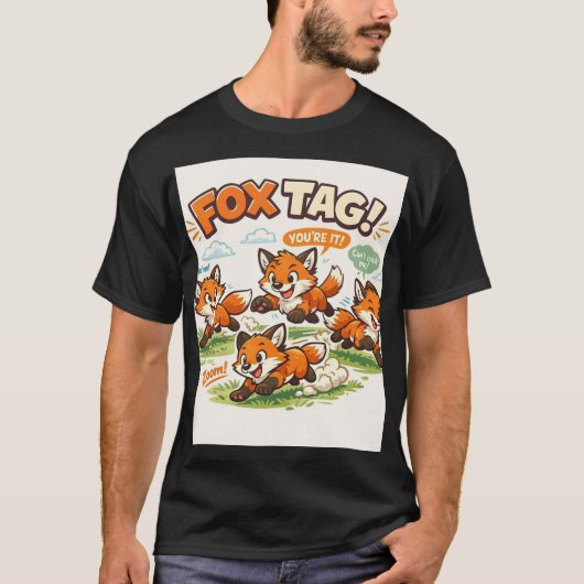 いたずら好きな遊び: カートゥーンのキツネタグチーム Tシャツ (正面)