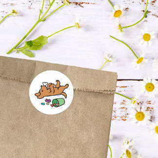 いたずら好きキツネレッドラブラドールサイドアイ ラウンドシール