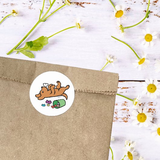 いたずら好きキツネレッドラブラドールサイドアイ ラウンドシール