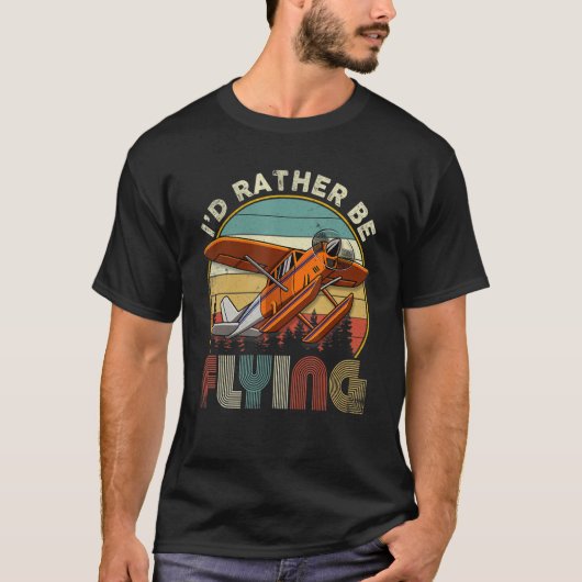 いたずら書き風 飛んでいたい 滑稽な 飛行機 パイロット Tシャツ (正面)