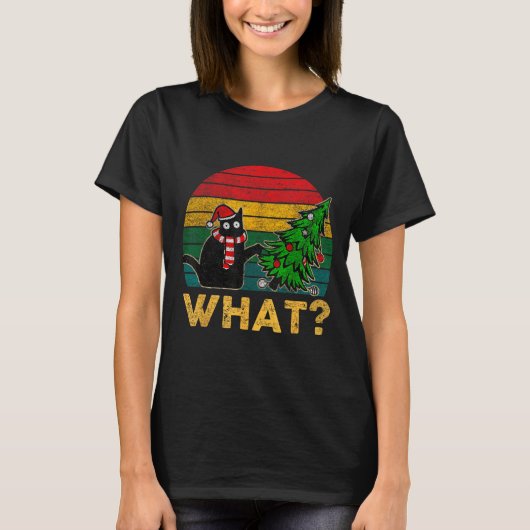 いたずら猫のクリスマスセーターTシャツ サン Tシャツ (正面)