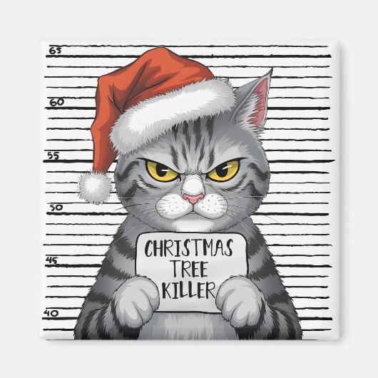 いたずら猫のクリスマスツリー破壊 マグネット (正面)