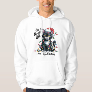 いたずら猫のクリスマスTシャツ – 面白いサンタ帽 パーカ