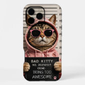 いたずら猫のマグショット 楽しい猫のスマホケース iPhoneケース (裏面)