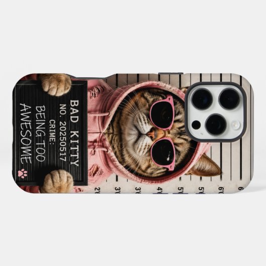 いたずら猫のマグショット 楽しい猫のスマホケース iPhoneケース (裏面横)