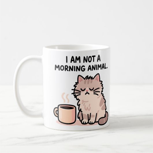 いたずら猫の朝のユーモア コーヒーマグカップ (左)