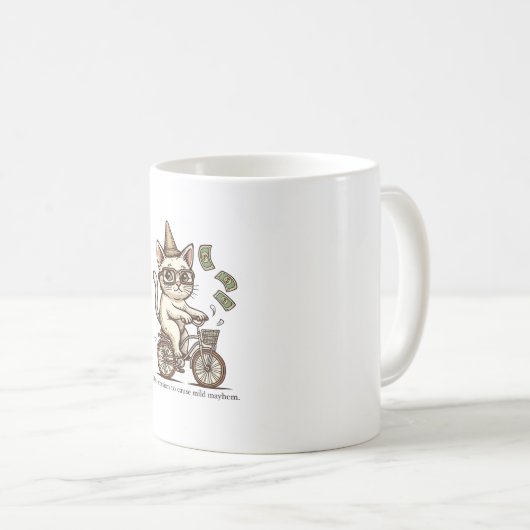 いたずら猫マグ – ヴィンテージスタイルおもしろい猫 コーヒーマグカップ (正面右)