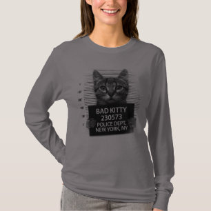 いたずら猫警察逮捕写真 ふざけたTシャツ Tシャツ