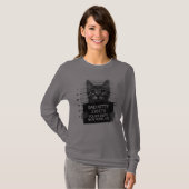 いたずら猫警察逮捕写真 ふざけたTシャツ Tシャツ (正面フル)