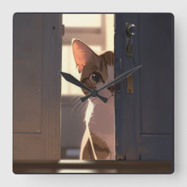 いたずら猫 スクエア壁時計